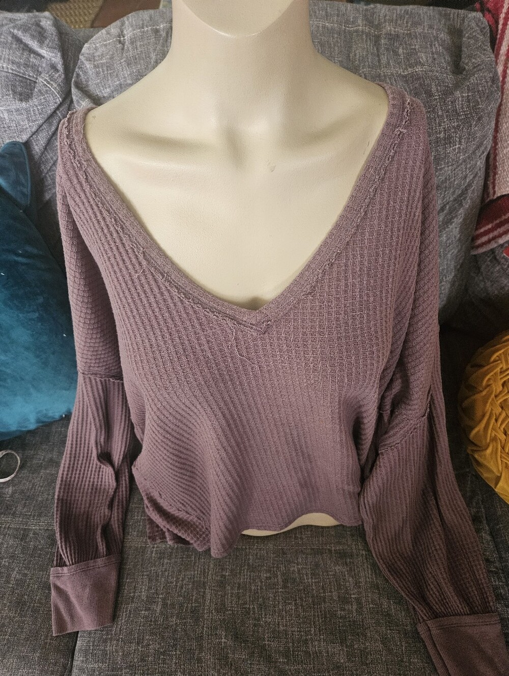 Free People Coraline Thermal Purple top. Large. 38ptp. We The Free - Picture 3 of 13